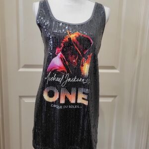 Sequin Tank Top with Graphic Design